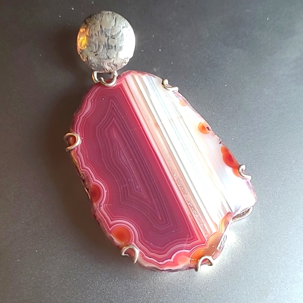 925 Silver Wine Agate Pendant